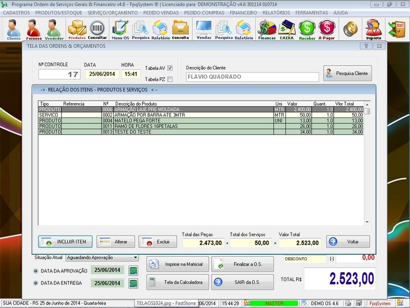 Programa Ordem de Servio Geral v4.6 - FpqSystem e Virtual Programas