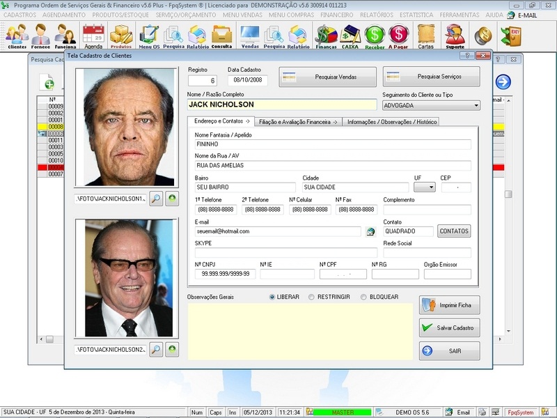 Imagens do Programa Servios Gerais v5.6 Plus