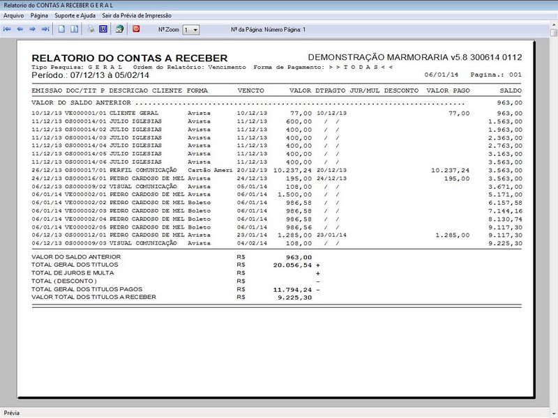 Imagens do Programa Marmoraria v5.8 Plus