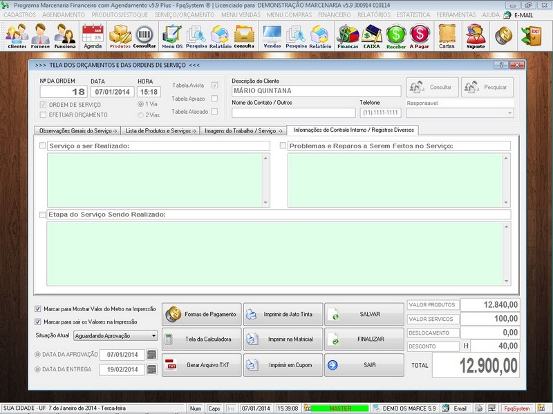 Imagens do Programa Marcenaria v5.9 Plus