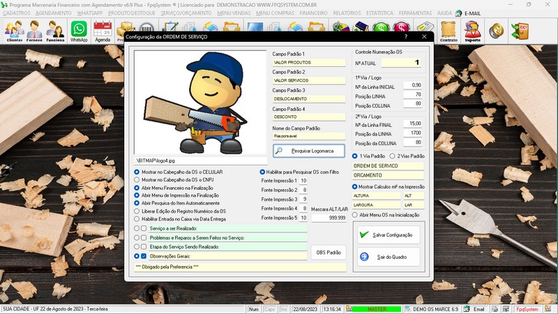 Imagens do Programa Marcenaria v6.9 Plus
