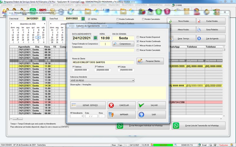 Imagens do Programa Servios Gerais v7.6 Plus