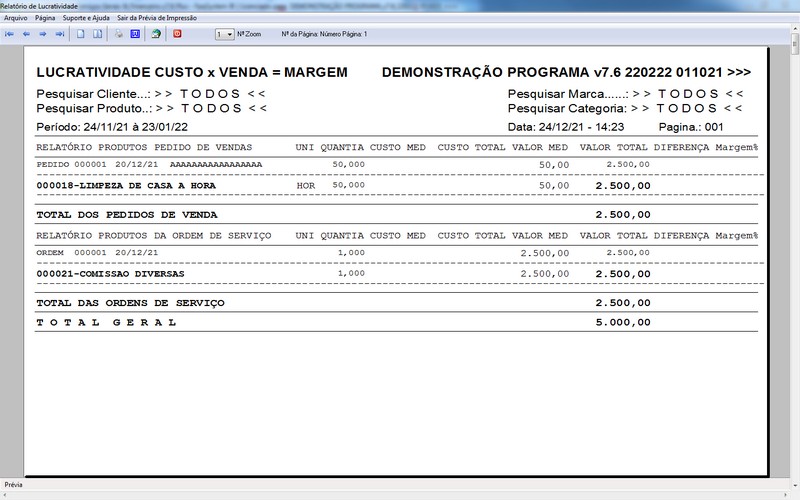 Imagens do Programa Servios Gerais v7.6 Plus