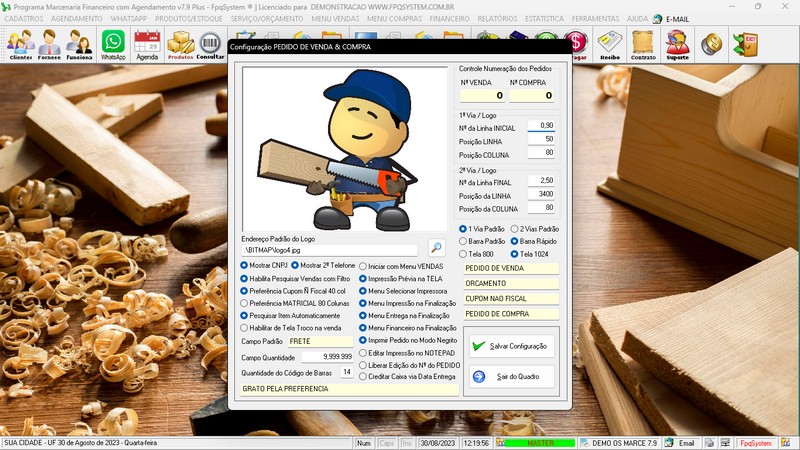 Imagens do Programa Marcenaria v7.9 Plus