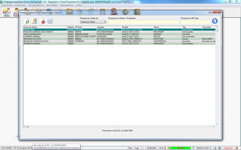 Programa OS Assistncia Tcnica para Refrigerao 1.0 Plus