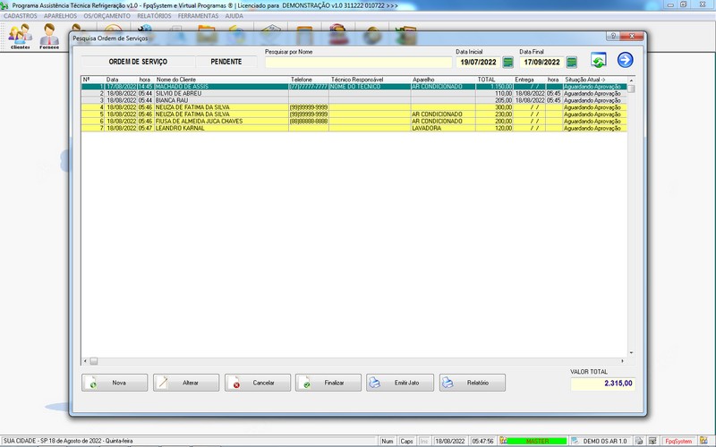 Programa OS Assistncia Tcnica para Refrigerao 1.0 Plus